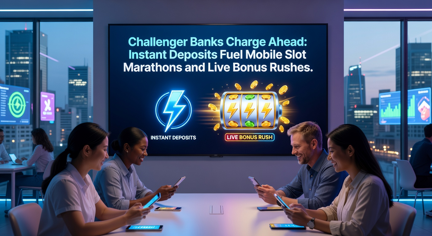 Live dealer at a blackjack table on a mobile screen, with a challenger bank notification popping up for an instant deposit during a bonus round