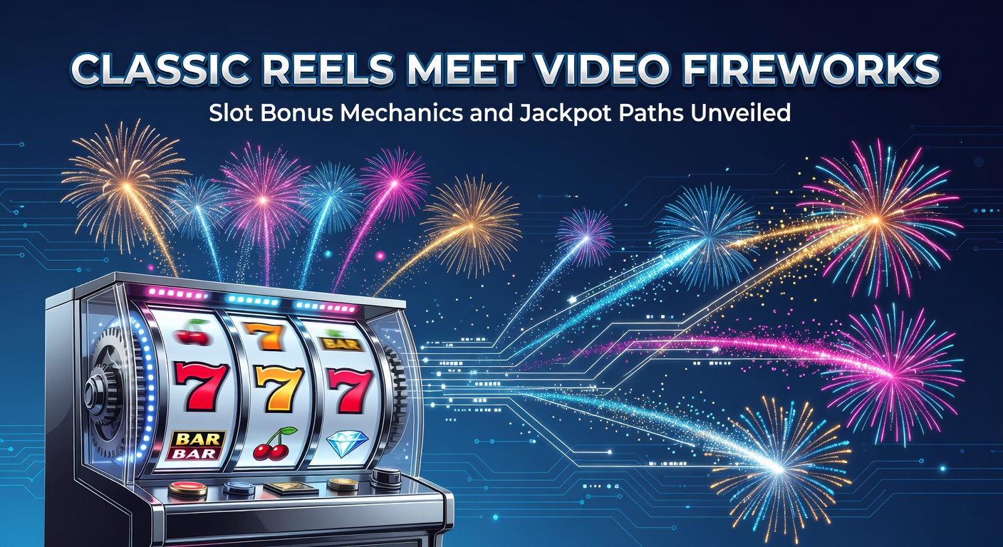 Vibrant classic slot reels transforming into colorful video fireworks explosions during a bonus round