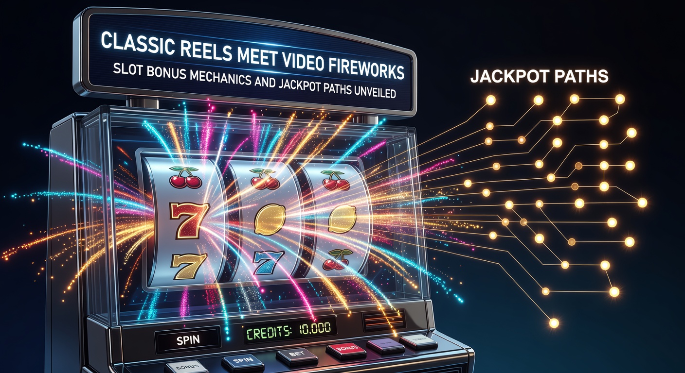 Dynamic screenshot of video fireworks cascading over classic slot symbols during a jackpot bonus activation