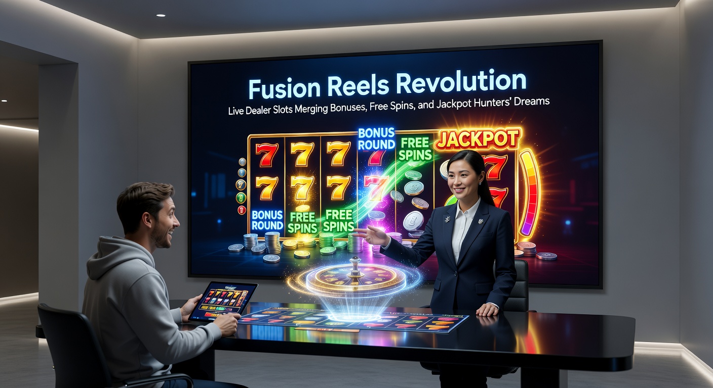 Close-up of a fusion reels jackpot exploding on screen as live dealer celebrates with confetti effects and player chat flooding the interface