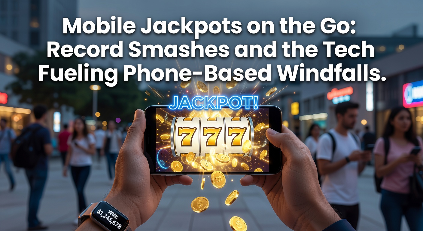 A thrilled mobile player checking their screen after hitting a massive jackpot, phone glowing with win notifications