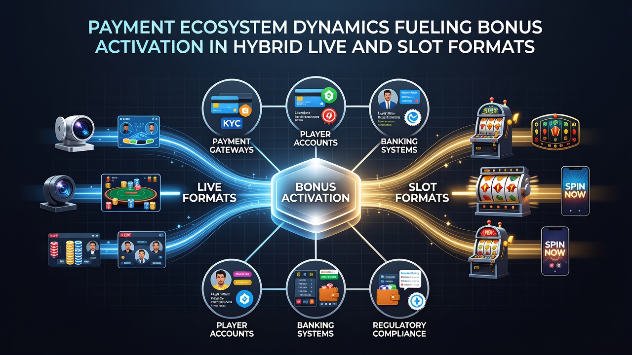 Flow diagram of deposit confirmation leading to bonus credit in combined live and slot environments