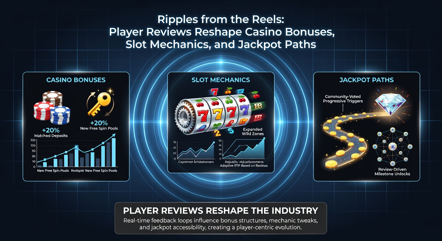 Close-up of slot reels morphing under player review icons, with bonus meters rising dynamically