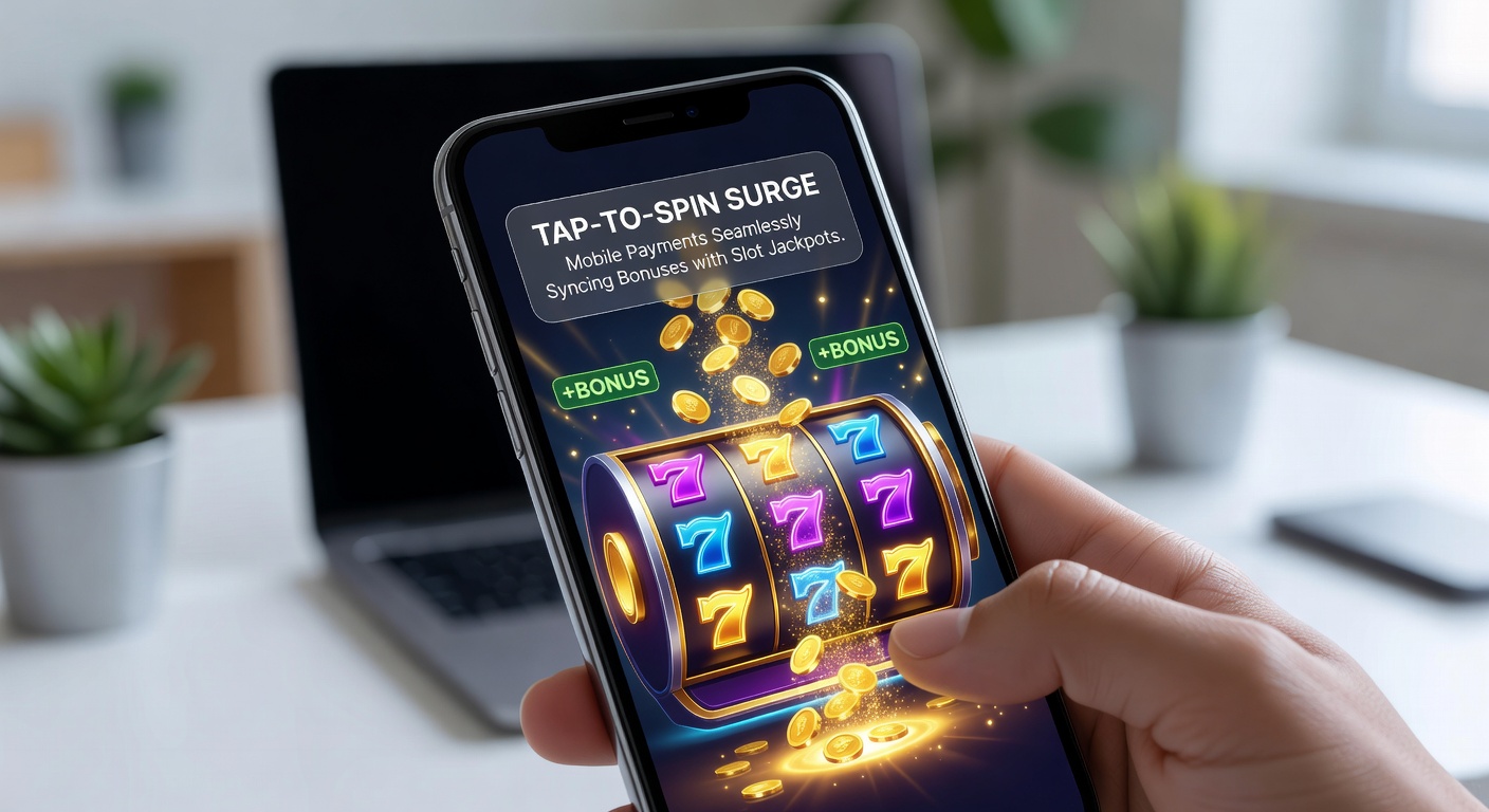 Smartphone screen displaying a slot machine jackpot win synced with a mobile payment notification for instant bonus activation