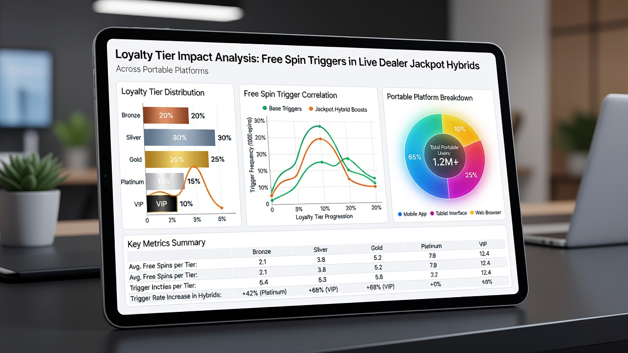 Close-up of loyalty tier progression meter on a tablet displaying a live dealer jackpot hybrid game